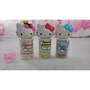 Vintage 2007 McDonald's Hello Kitty Sanrio Cups Containers Lot of 3 w/ Pink Ring